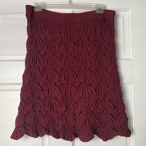 Vivienne Tam Crochet Maroon Burgundy Elastic Waist Skirt size L